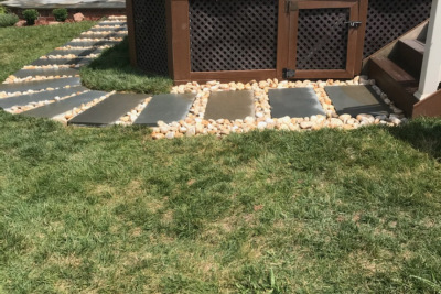 Flagstone Walkway with River Rock Edging Fairfax VA